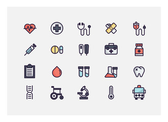 Medical icon set vector.line icons.