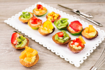 mini pastry with custard cream and fresh fruits