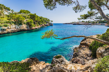 Idyllic view of Majorca bay cove with turquoise water