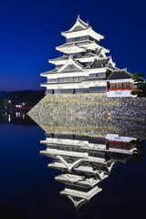 Matsumoto Castle with twillight reflection, Japan