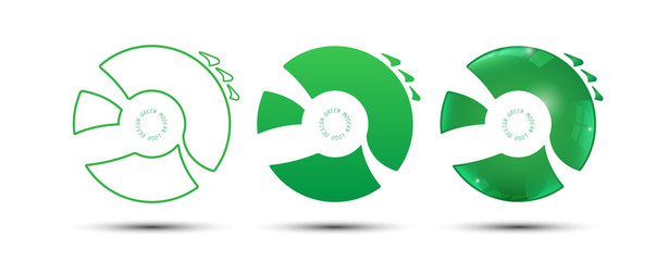set of 3 type modern logo green design technology innovation concept on white background