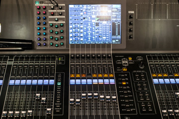 Modern sound show controller panel with screen