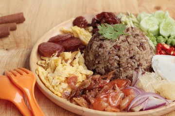 Fried rice with shrimp paste thai food.
