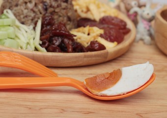 Fried rice with shrimp paste thai food.