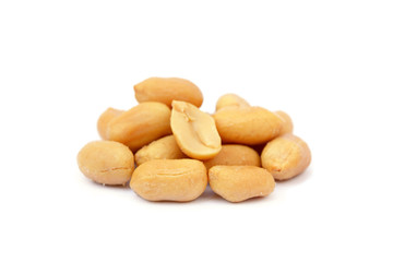 Roasted salted peanuts isolated on a white background 
