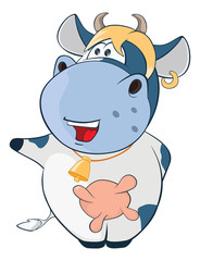 Illustration of a Cute Cow. Cartoon Character