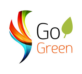 Abstract eco leag logo design made of color pieces - various geometric shapes