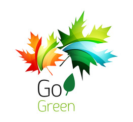 Abstract eco leag logo design made of color pieces - various geometric shapes