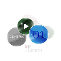 Abstract glass circles with sample text. Option info banner