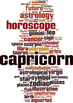 Capricorn word cloud concept. Vector illustration