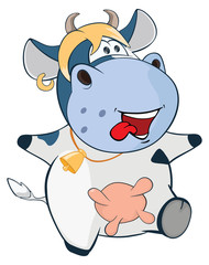 Illustration of a Cute Cow. Cartoon Character