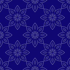 Blue mandala. Patterned Design Element, yoga logo for your design. Ethnic Amulet. .illustration. Seamless