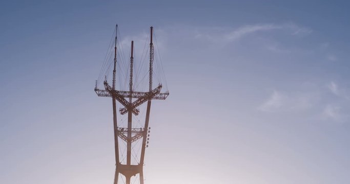 Iconic space looking tower on hills of San Francisco, California.