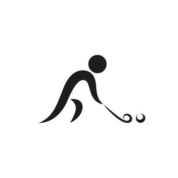 Winter sport. Hockey icon monochrome on white background