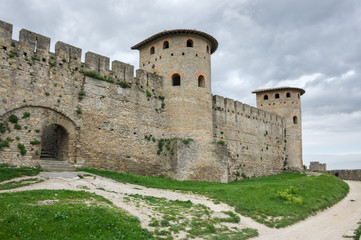 Fototapeta na wymiar Castle and city walls of Carcassonne