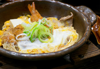 tempura shrimp on top with chinese steamed egg