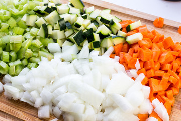 chopped vegetables close up 