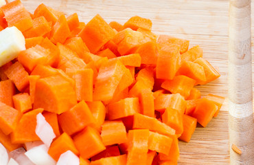 chopped carrot close up 