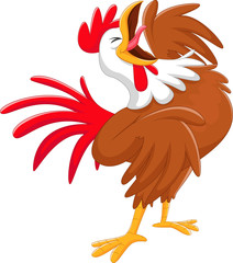 Happy cartoon rooster crowing  © wisnu_Ds