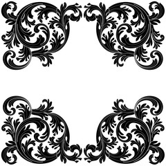Fototapeta premium Vintage baroque frame scroll ornament engraving border floral retro pattern antique style acanthus foliage swirl decorative design element filigree calligraphy vector | damask - stock vector