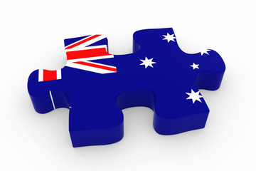 Naklejka premium Australian Flag Puzzle Piece - Flag of Australia Jigsaw Piece 3D Illustration