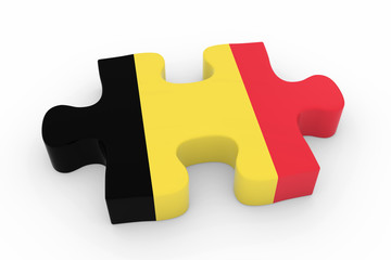 Belgian Flag Puzzle Piece - Flag of Belgium Jigsaw Piece 3D Illustration