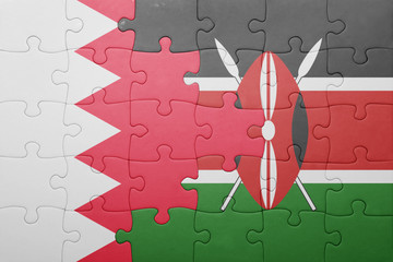 puzzle with the national flag of kenya and bahrain.