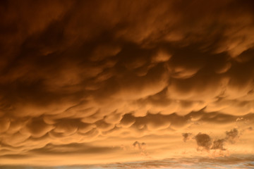 Apocaliptic cloudy sky in evening sunset