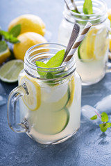 Fresh citrus lemonade in mason jars