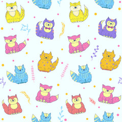 Vector seamless pattern with cats.