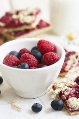 Summer berries in white bowl