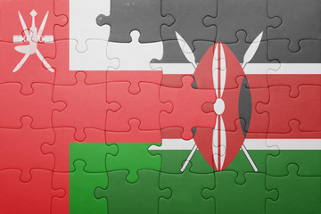 puzzle with the national flag of kenya and oman.