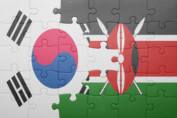 puzzle with the national flag of kenya and south korea.