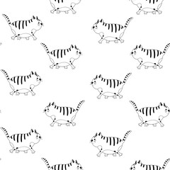 Obraz premium Cats seamless vector pattern.
