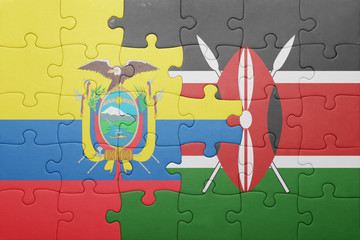 puzzle with the national flag of kenya and ecuador.