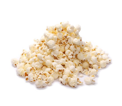 pile popcorn isolated on white background