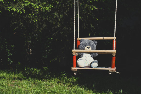Teddy bear on a swing