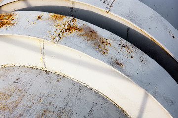 Close up of the coupling of the metal pipeline