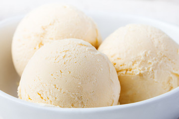 Vanilla Ice Cream in bowl Organic product
