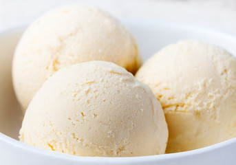 Vanilla Ice Cream in bowl Organic product