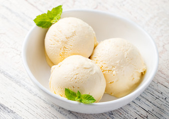 Vanilla Ice Cream in bowl Organic product