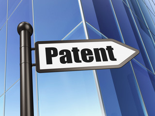 Law concept: sign Patent on Building background
