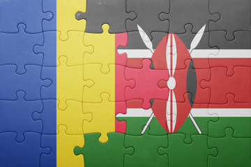 puzzle with the national flag of kenya and romania.