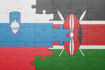 puzzle with the national flag of kenya and slovenia.