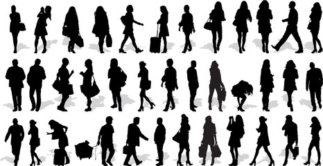 Set of 37 vector's silhouettes of people in action