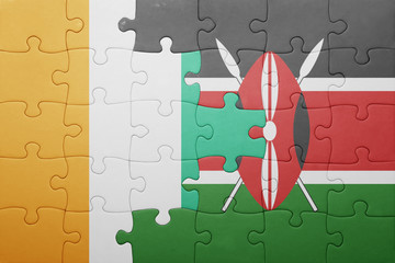 puzzle with the national flag of kenya and cote divoire.