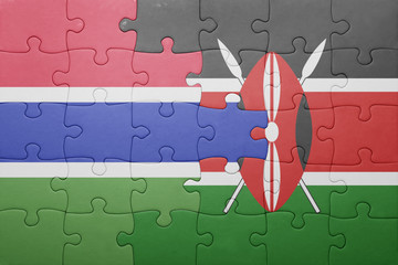 puzzle with the national flag of kenya and gambia.