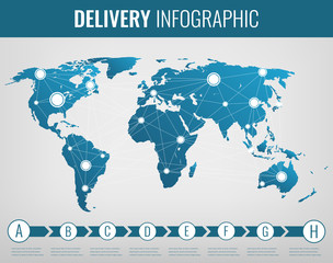 World transportation and logistics. Delivery and shipping infographic elements. Vector