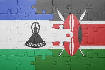puzzle with the national flag of kenya and lesotho.