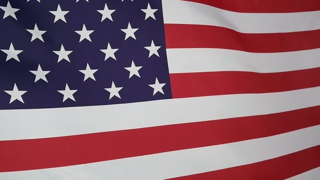 Slowmotion real textile Flag of USA close up